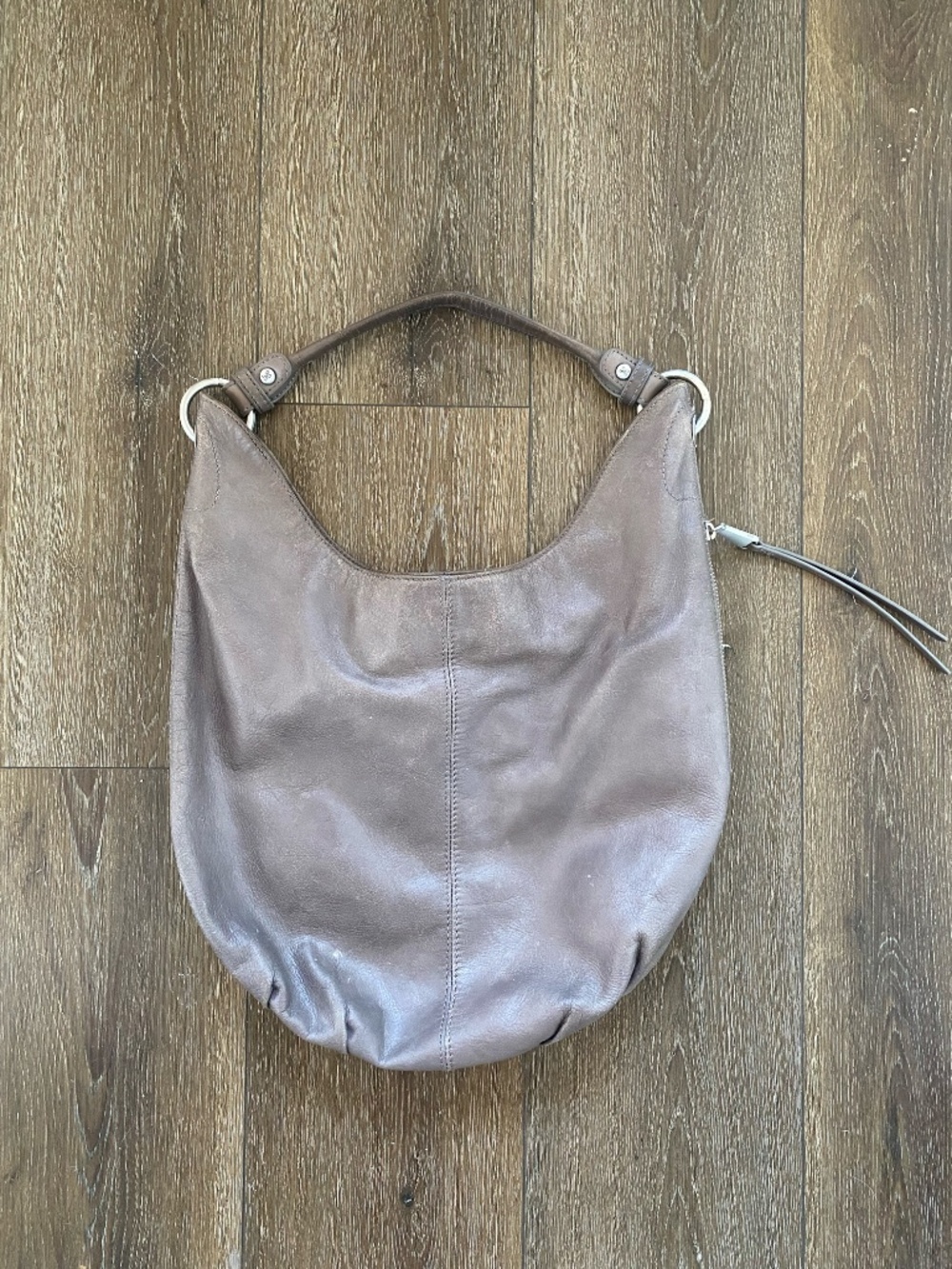 Vintage Y2K Gray Bag. Real Leather. Hobo brand - Picture 5 of 7